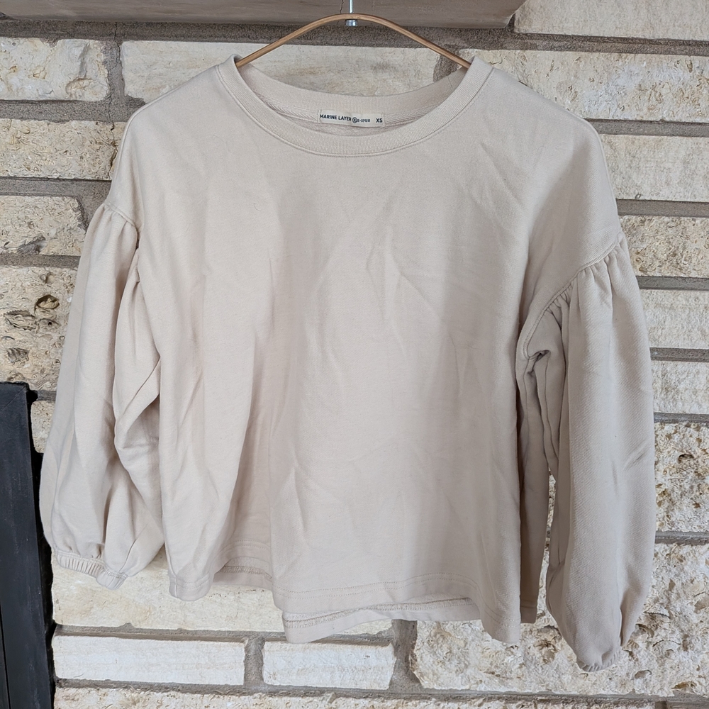 Marine Layer Cream Crewneck with Subtle Texture